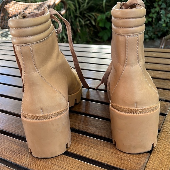 Aqua "Gilca" Block Heel Booties In Honey Beige - Picture 15 of 16